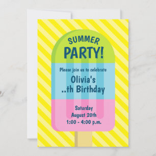 Popsicle ice cream kid's summer Birthday party Invitation