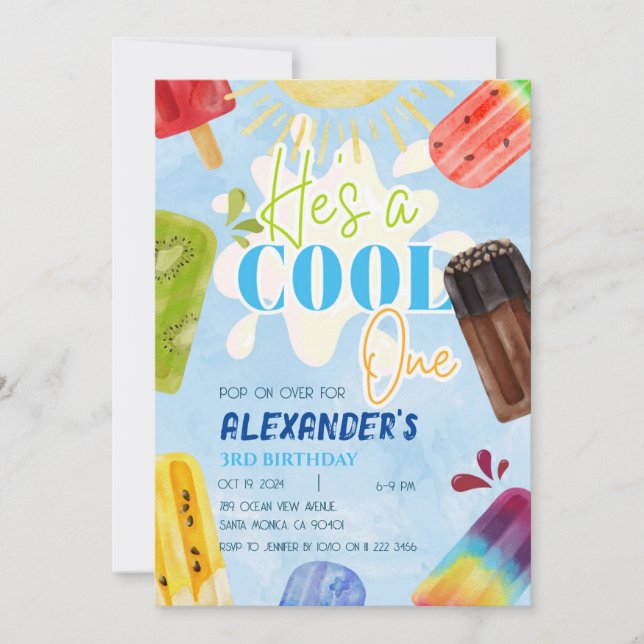Popsicle Ice Cream Summer 1st 3rd 4th 5th 6th Boy Invitation (Front)