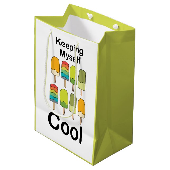 Popsicle Keeping Myself Cool Summer Birthday Medium Gift Bag (Front Angled)