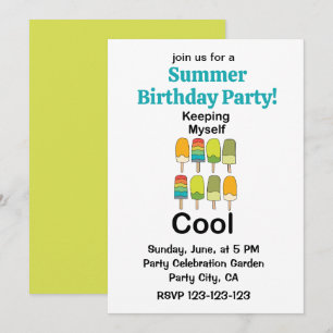 Popsicle Keeping Myself Cool Summer Birthday Party Invitation