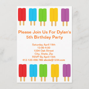 Popsicle Kids Birthday Party Invitation