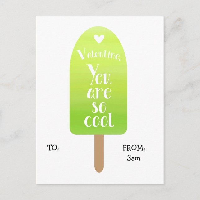 Popsicle Kids School Classroom Valentine Cards (Front)