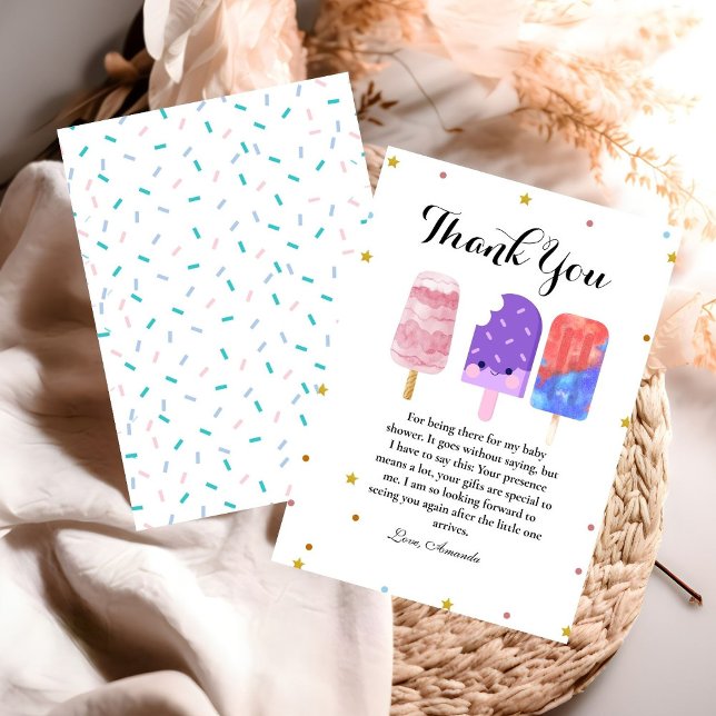 Popsicle Neutral Baby Shower Thank You Card (Creator Uploaded)