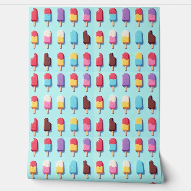 Popsicle Parade in Blue Ice Cream I  Wallpaper (Unrolling)
