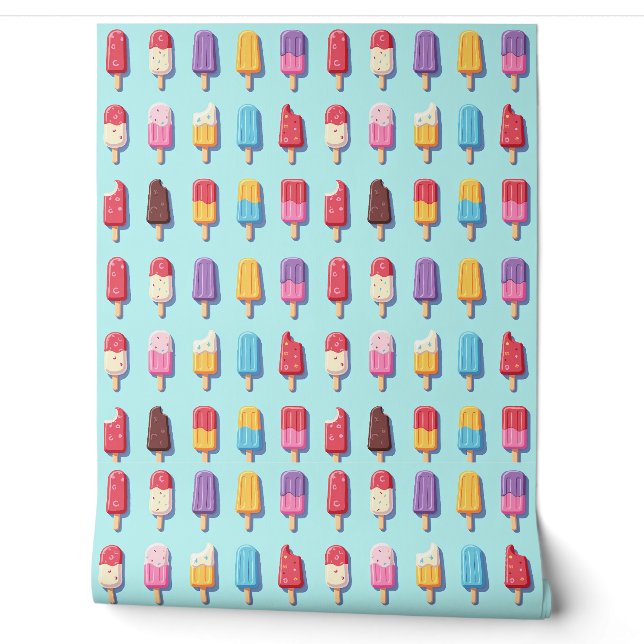 Popsicle Parade in Blue Ice Cream II Wallpaper (Unrolling)