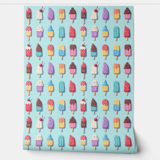 Popsicle Parade in Blue Ice Cream III Wallpaper