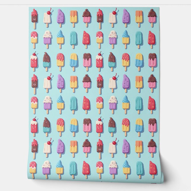 Popsicle Parade in Blue Ice Cream III  Wallpaper (Unrolling)