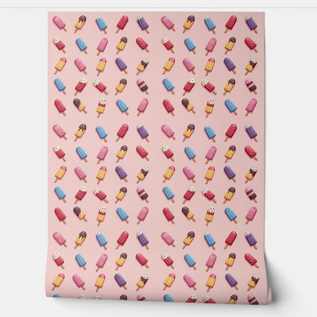 Popsicle Parade in Pink Ice Cream III Wallpaper (Unrolling)