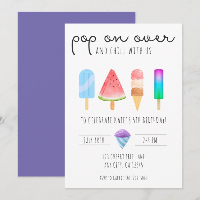 Popsicle Party Invitation (Front/Back)