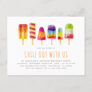Popsicle Party   Kids Birthday Party Invitation Postcard