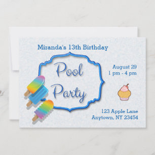 Popsicle Pool Party Invitation