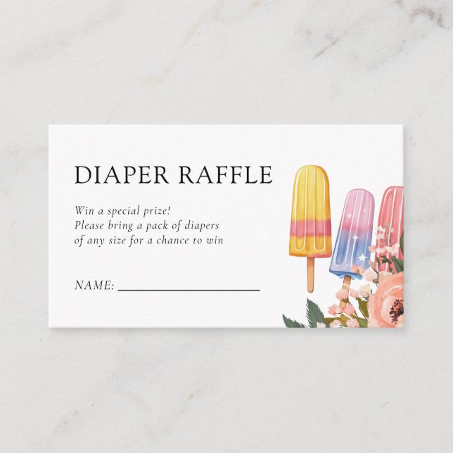 Popsicle Ready to Pop Baby Shower Diaper Raffle Enclosure Card (Front)