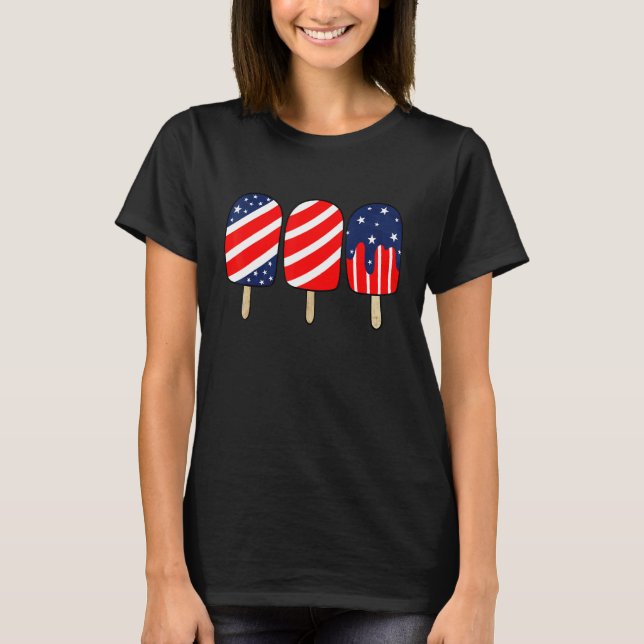 Popsicle Red White Blue American Flag Patriotic 4t T-Shirt (Front)