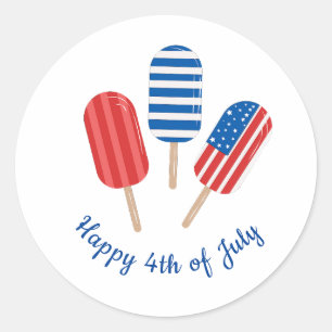 Popsicle Red White Blue Modern Minimalist Classic Round Sticker