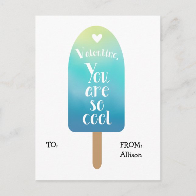 Popsicle School Classroom Valentine Cards for Kids (Front)