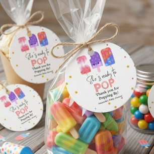 Popsicle She is ready to pop Baby Shower Favour Tags