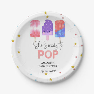 Popsicle  She is ready to pop Baby Shower Paper Plate