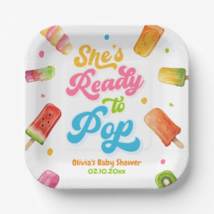 Popsicle She's Ready to Pop Baby Shower Paper Plate