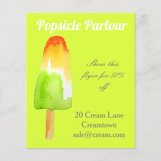 Popsicle shop Ice cream parlor advertisement Flyer (Front)