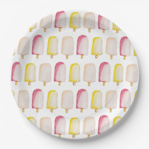 Popsicle Sticks Colourful Pastel Summer Pattern Paper Plate