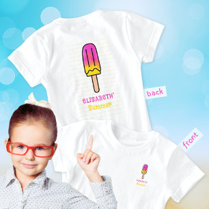 Popsicle Summer Fun Pink Yellow Girl  T-Shirt