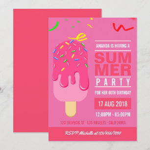 Popsicle Summer Girl Birthday Party invite