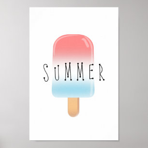 Popsicle Summer with Red and Blue Poster