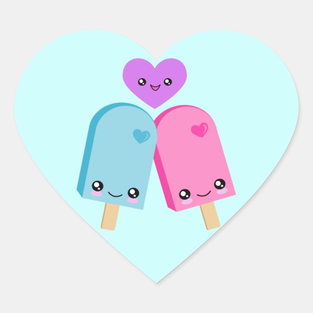 Popsicle Sweet Kawaii Heart Stickers (Front)