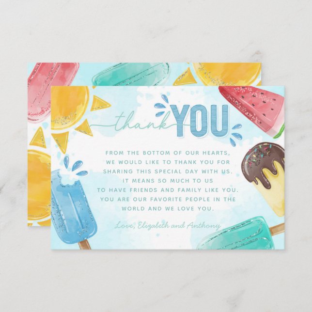 Popsicle Thank You Card Note (Front/Back)