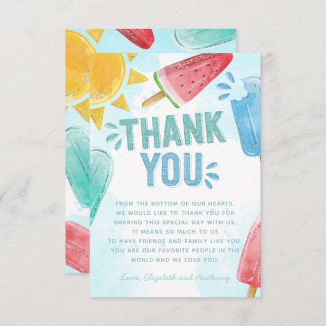 Popsicle Thank You Card Note (Front/Back)