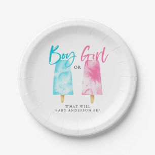 Popsicle Theme Gender Reveal Party Paper Plate