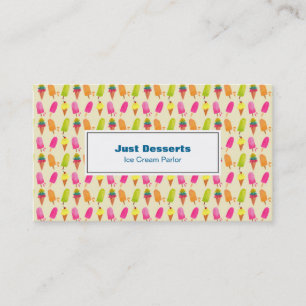 Popsicles and Ice Cream Colourful Summer Pattern Business Card