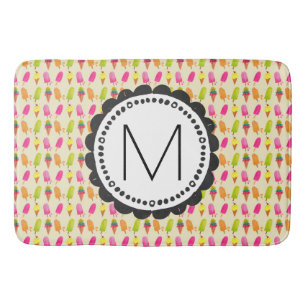 Popsicles and Ice Cream Cones Custom Monogram Bath Mat
