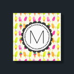 Popsicles and Ice Cream Cones Custom Monogram Canvas Print<br><div class="desc">A canvas with a sweet summertime pattern featuring popsicles and ice cream cones in colourful vibrant watercolors. Write your custom monogram inside a round  frame with a whimsical flower shape.</div>