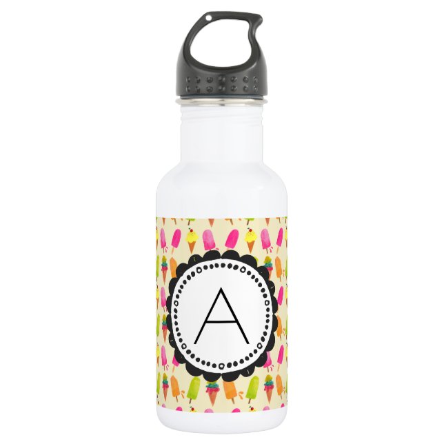 Popsicles and Ice Cream Personalised Monogram 532 Ml Water Bottle (Front)