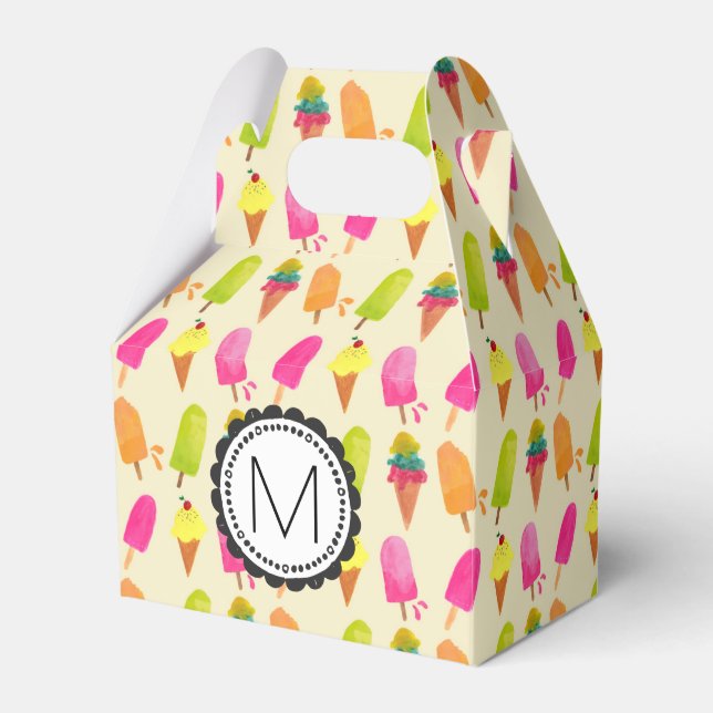 Popsicles and Ice Cream Personalised Monogram Favour Box (Front Side)