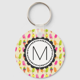 Popsicles and Ice Cream Personalised Monogram Key Ring