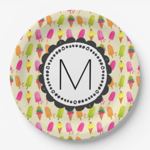 Popsicles and Ice Cream Personalised Monogram Paper Plate
