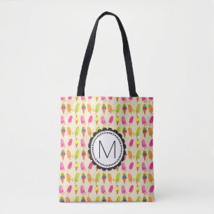 Popsicles and Ice Cream Personalised Monogram Tote Bag