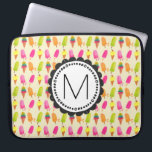 Popsicles and Ice Cream Personalized Monogram Laptop Sleeve<br><div class="desc">Laptop sleeve with a sweet summertime pattern featuring popsicles and ice cream cones in colorful vibrant watercolors. Write your custom monogram inside a round  frame with a whimsical flower shape.</div>