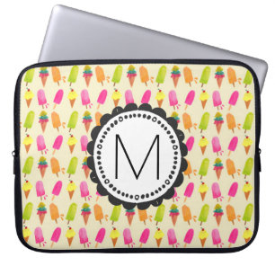 Popsicles and Ice Cream Personalized Monogram Laptop Sleeve