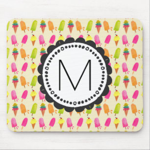 Popsicles and Ice Cream Personalized Monogram Mouse Mat