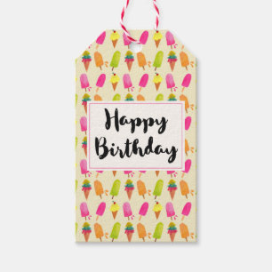 Popsicles and Ice Cream Summer Pattern Birthday Gift Tags