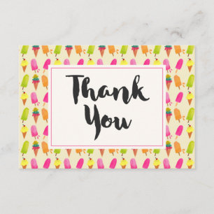Popsicles and Ice Cream Summer Pattern Thank You Card