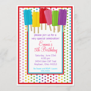 Popsicles and Polka Dots Birthday Invitations