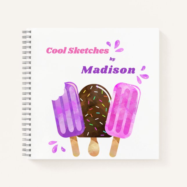 Popsicles Ice Cream Lolly Personalised Sketchbook Notebook (Front)