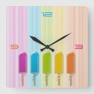popsicles square wall clock