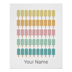 Popsicles Vintage Ice Cream Retro Summer Design Poster