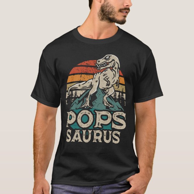 Popssaurus Dinosaur Grandpa Saurus Father's Day T-Shirt (Front)