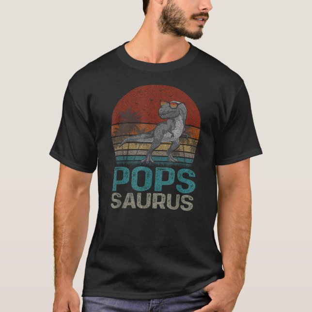 Popssaurus T Rex Dinosaur Funny Pops Saurus Family T-Shirt (Front)